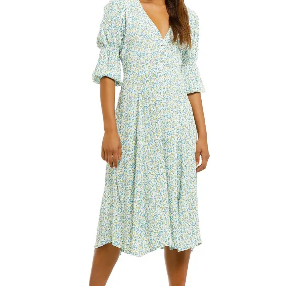 Faithfull the Brand Blue Floral Midi Dress